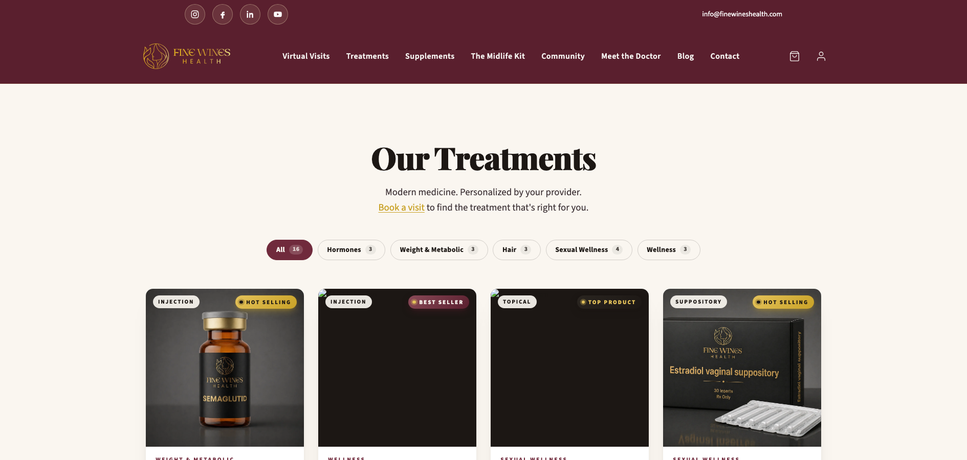 Fine Wines Health website detail